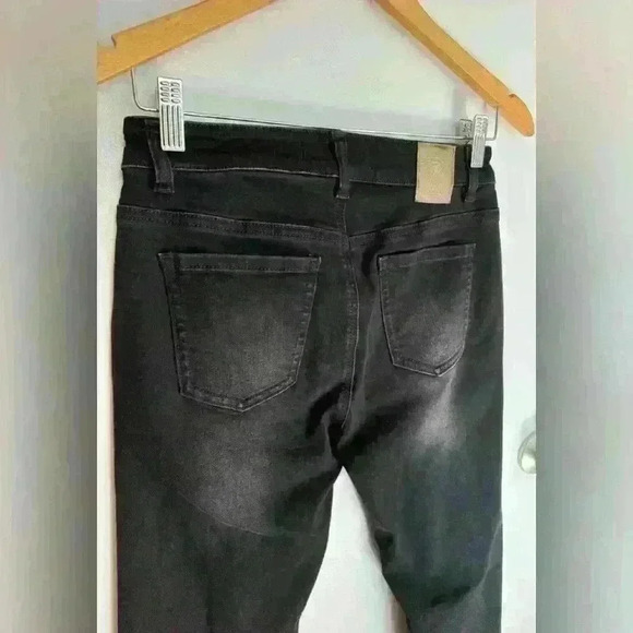 Women’s Peppered Denim black pants fringe ankle hem size 26 zip closure - Picture 9 of 15